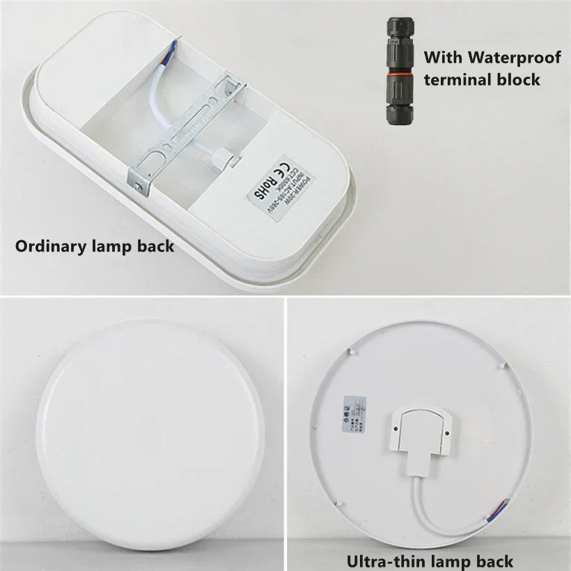 AquaLumen | Fugtbestandig LED Loftsbelysning til Badeværelser | Høj Kvalitet | Forskellige Former | 15W-30W