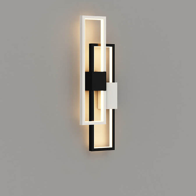 Firkantet LED-væglys | Jern- og silikoneramme | Sort og guld | Moderne design | 3 lysfarver | 15W til 25W | Bredde 14-16 cm | Højde 42-50 cm
