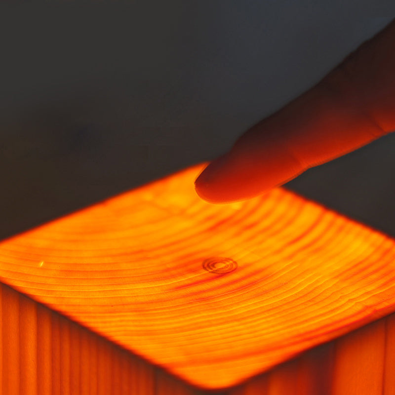 LumiWood | Trådløs LED Lampe | Berøringstyret | Indbygget Batteri | Trælook | Moderne Design | Justerbar Lysstyrke | 25 cm