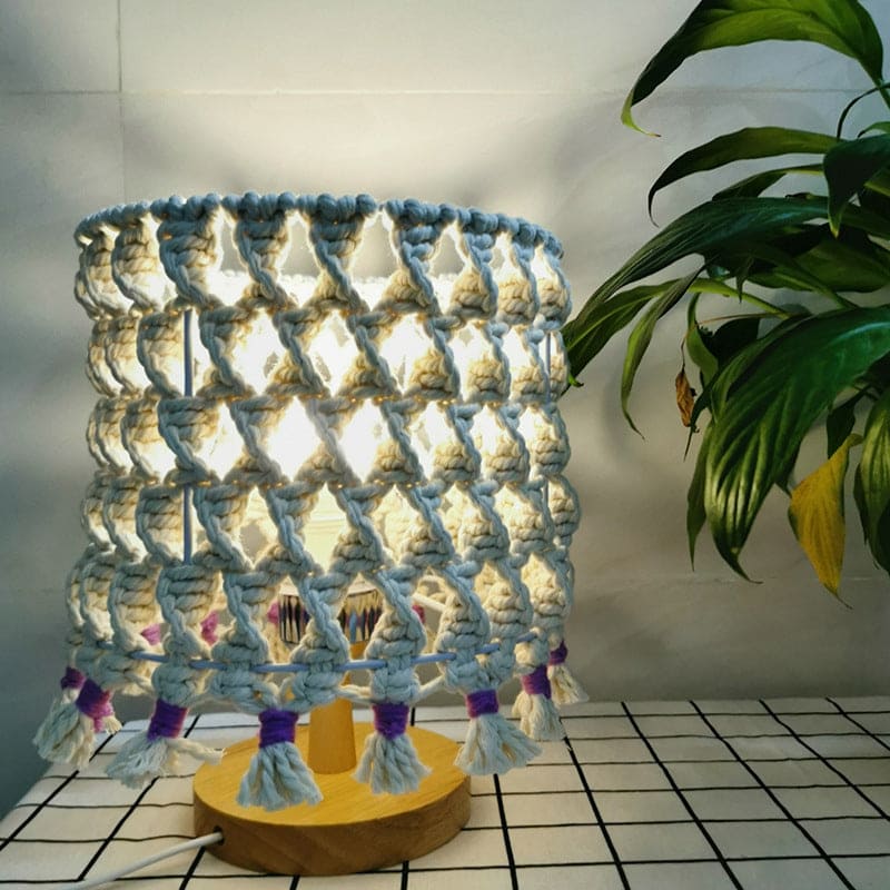 LightWave | Flettet Reb Design | Naturligt Rustikt | Håndlavet | LED-lampe | USB Genopladelig | Varmt Lys | 20 x 20 x 25