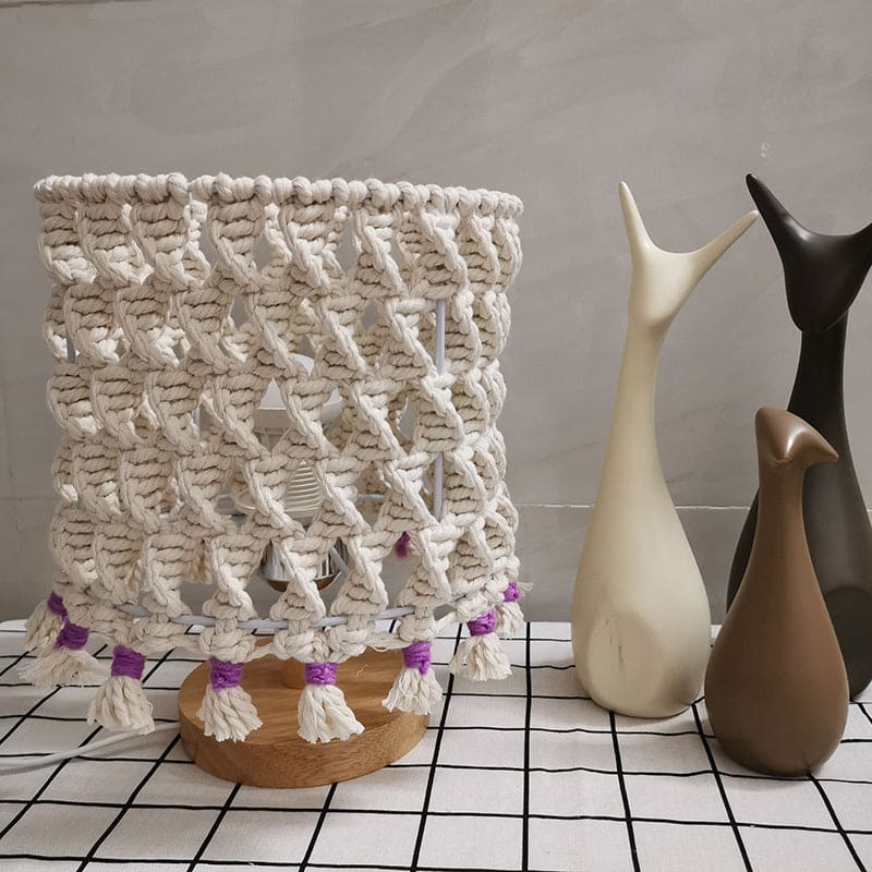 LightWave | Flettet Reb Design | Naturligt Rustikt | Håndlavet | LED-lampe | USB Genopladelig | Varmt Lys | 20 x 20 x 25