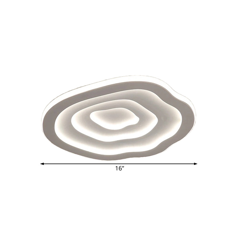 Moderne akryllampe | Bølget design | LED-loftmontering | Hvid finish | Justérbar varme- og