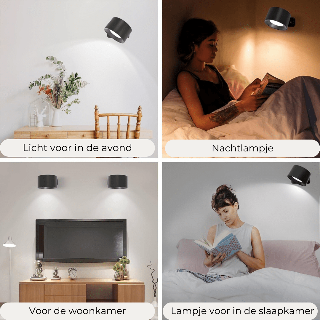 Luminoir FlexiBeam | 360° LED Vægbelysning | Genopladelig & Trådløs | Vandtæt til Indendørs og Udendørs | Klar