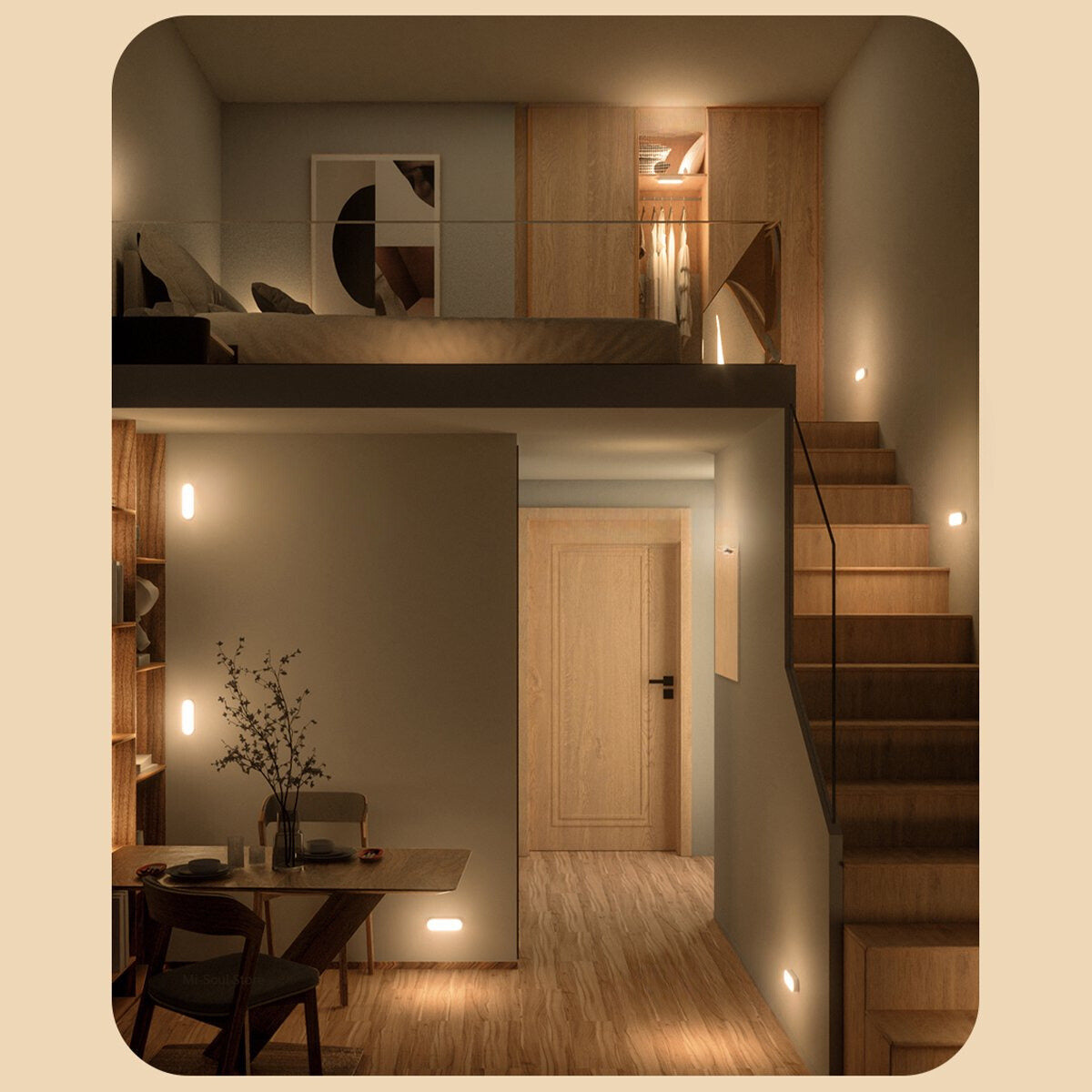 Luminoir LightGuard | Genopladelig LED | Bevægelsessensor | Trådløs Væglampe | Magnetisk Fastgørelse | Auto Tænd/Sluk | Hvidt, Varmt & Tre-farvet Lys