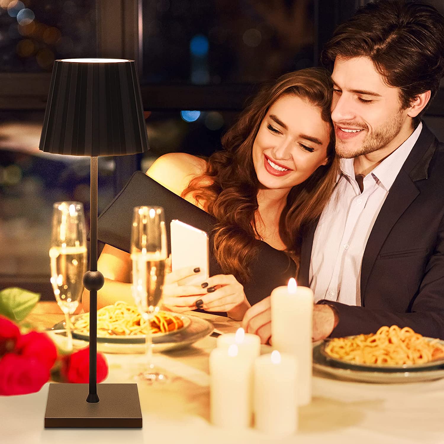 Luminoir Trådløs LED Bordlampe Sort | Trinløs Dæmpning | Vandtæt IP54 | USB Opladning | Batteri Drift | Minimalistisk Design | 37 cm Høj | Aluminium