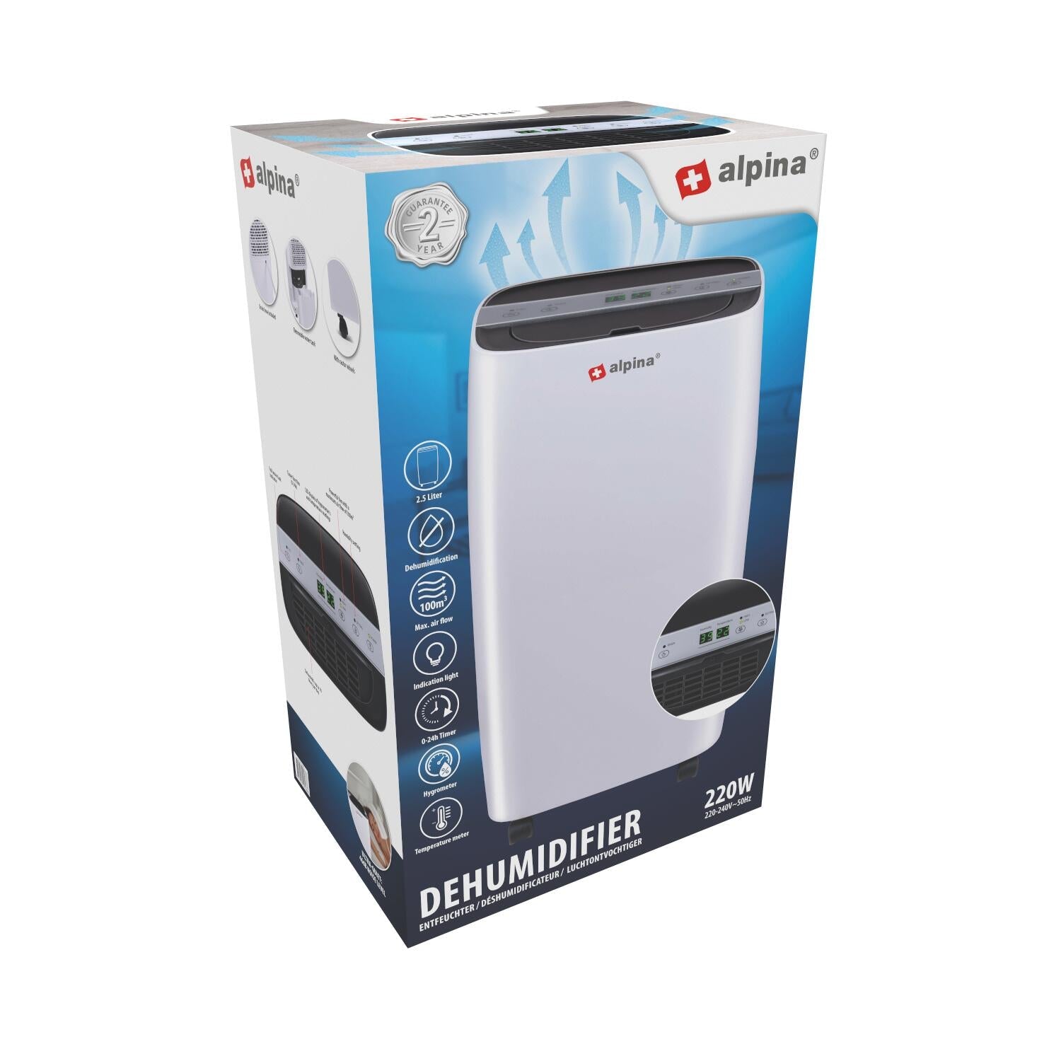 Alpina kraftigt Luftaffugter og Luftrenser 10L Per