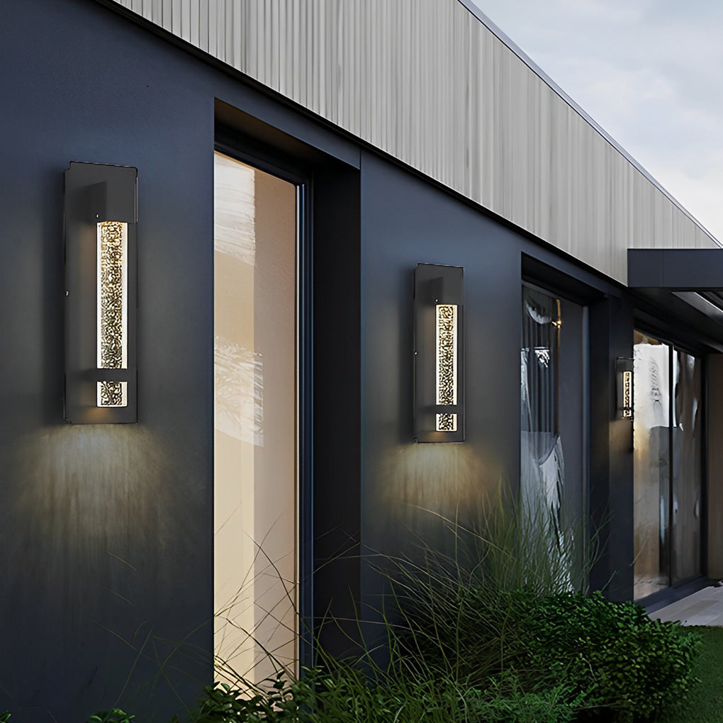 Udendørs Lampe | Sort Aluminium | Bobleglas | Vandtæt IP65 | 12W LED | Varmt Hvidt Lys | Moderne og Retro Design | Velegnet til Villa, Balkon, Have