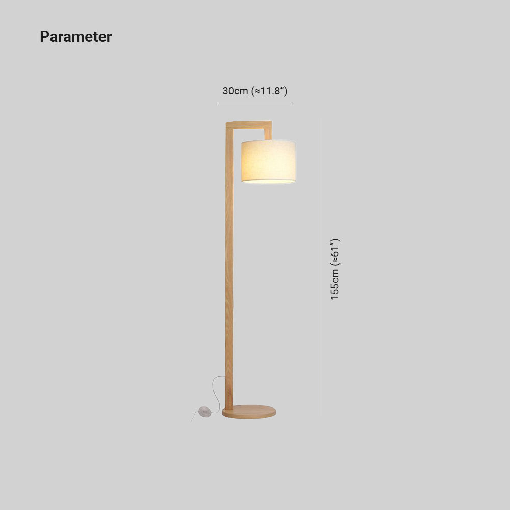 Ozawa | Gulvstående LED-lampe | Vinklet arm | Beige træ | Moderne design | Indendørs belysning | Soveværelse &