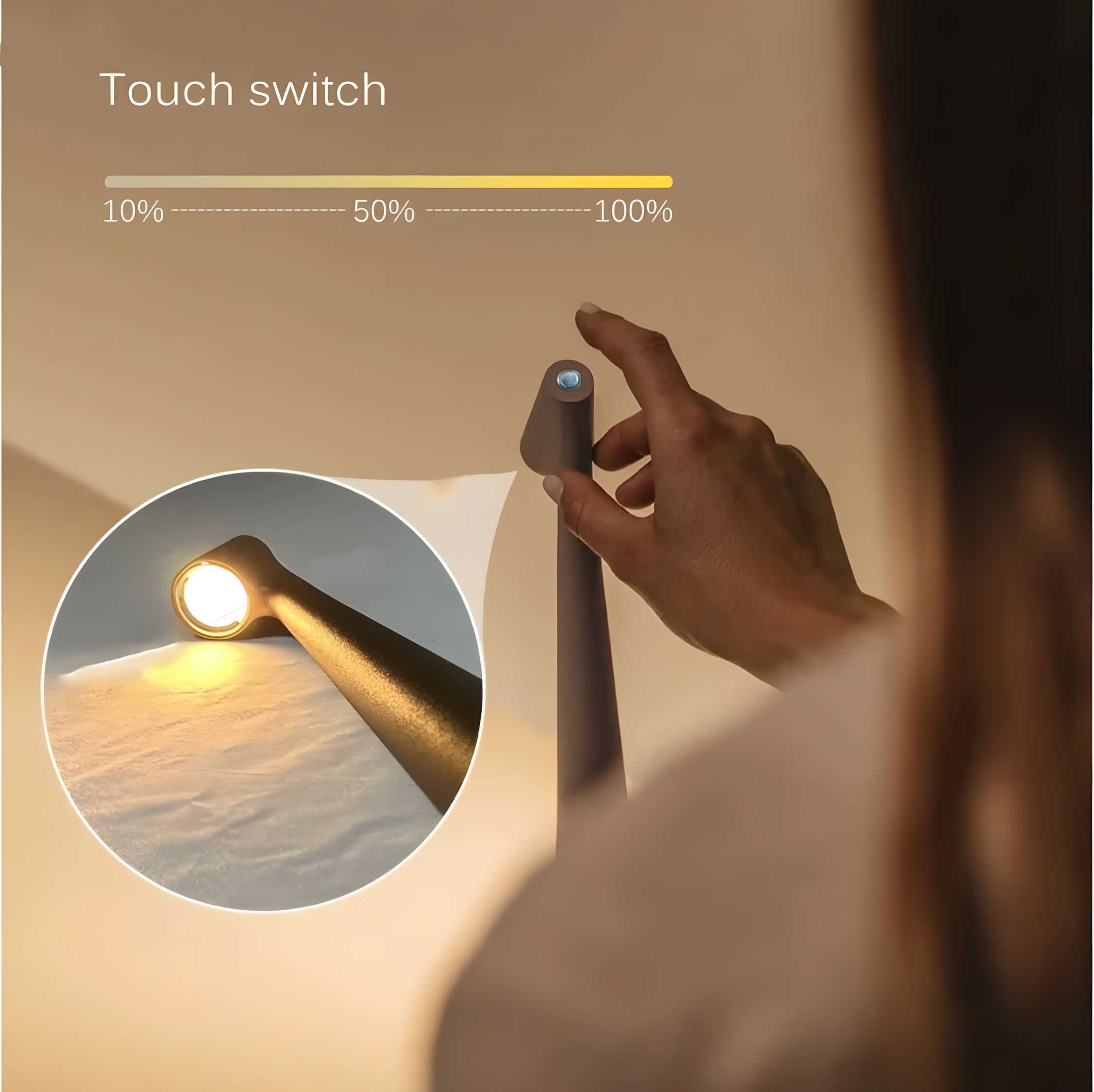 LunaSlim | Trådløs bordbelysning | Slankt design | Justerbar lysstyrke | Aluminium | Genopladeligt batteri | Hurtig opladning | Lang levetid