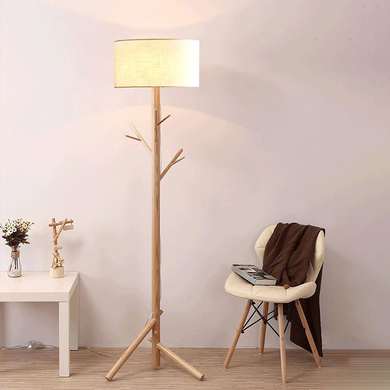 Mirenzo | Stående Lampe med Trædesign | Moderne Elegance og Naturlig Charme | Stilfuld Belysning til Stue, Soveværelse eller Kontor | Minimalistisk