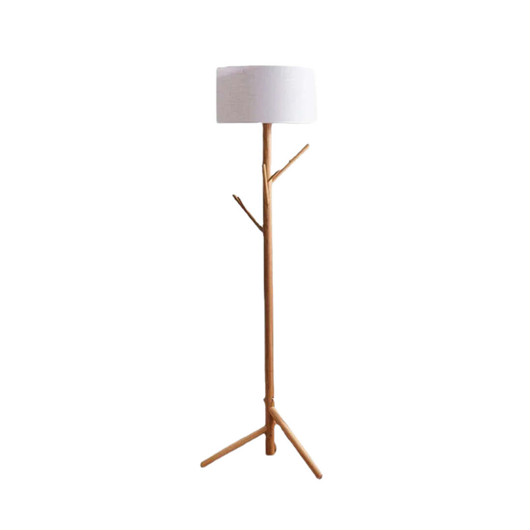 Mirenzo | Stående Lampe med Trædesign | Moderne Elegance og Naturlig Charme | Stilfuld Belysning til Stue, Soveværelse eller Kontor | Minimalistisk