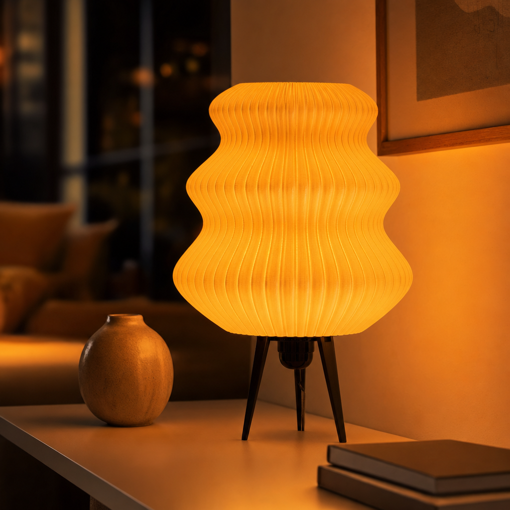 Glowing Artistic Table Lamp | Sunset Hue | PLA Shatterproof | E27 Bulb Included | Smooth Finish | Cable Powered