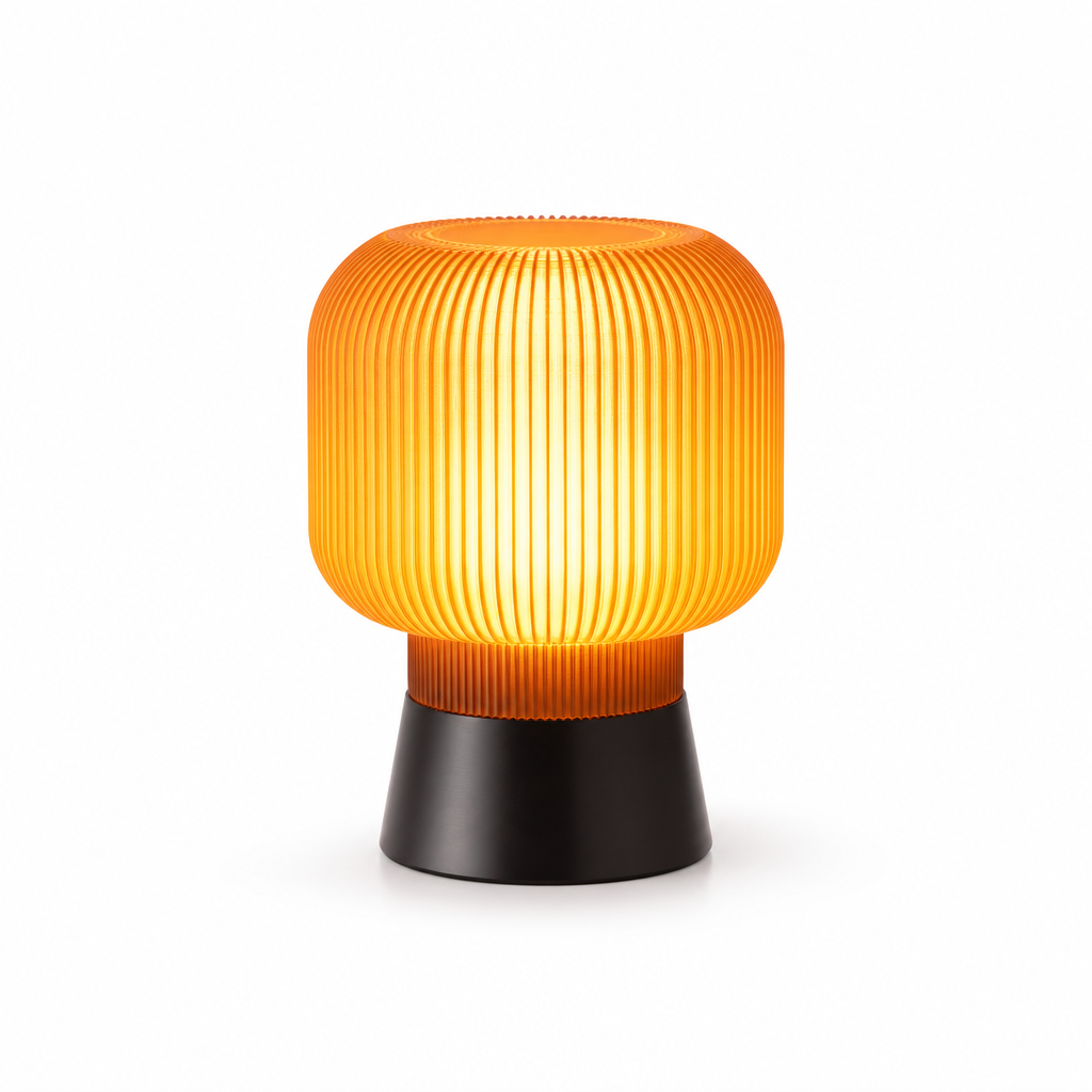 Ribbed Ambient Table Lamp | Smooth Finish | Cable Powered | E27 Bulb Included | Cozy Home Lighting