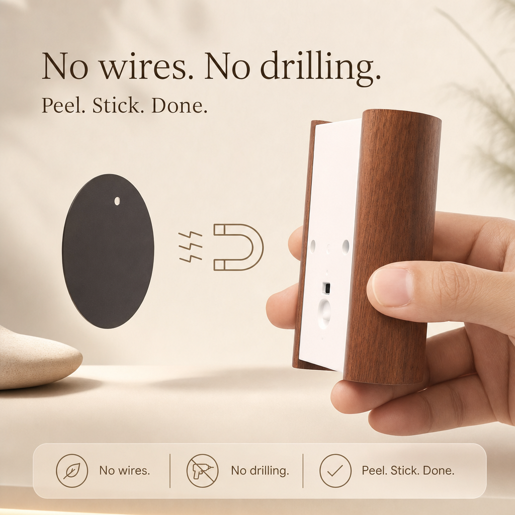 Walnut Wood Motion Sensor LED Wall Light – Rechargeable Up & Down Sconce