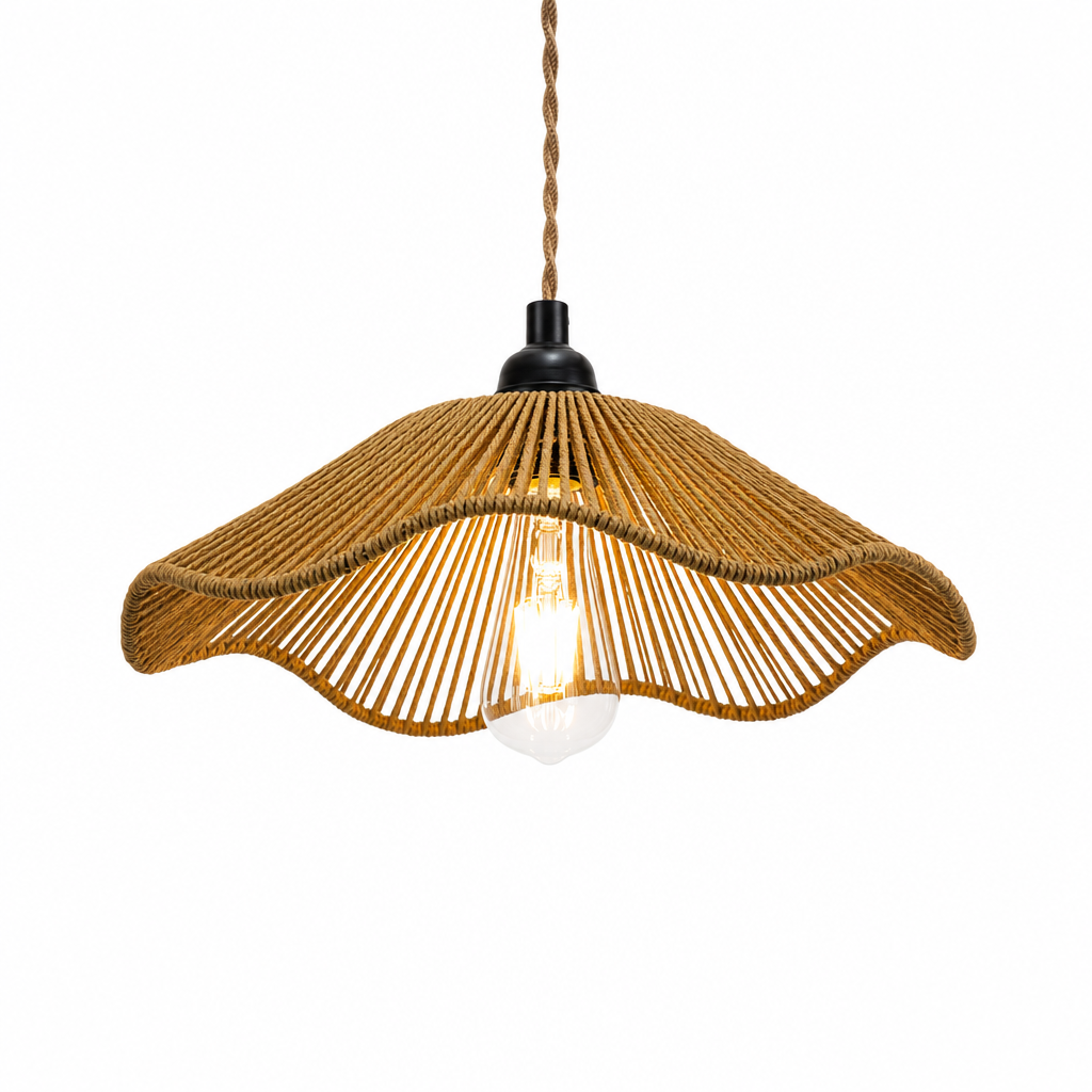 Modern Artistic Hand-Woven Paper Rope Pendant Lamp | Black & Yellow | Elegant Home Office Ceiling Light