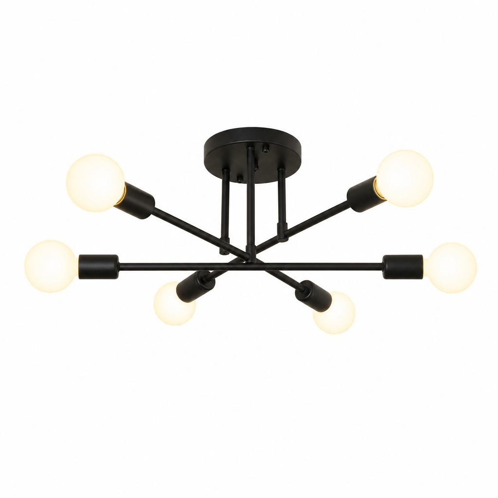Modern Branch Chandelier | 6-Light E27 Base | Cast Iron | Varnished Finish | Living Room & Dining Room Ceiling Fixture