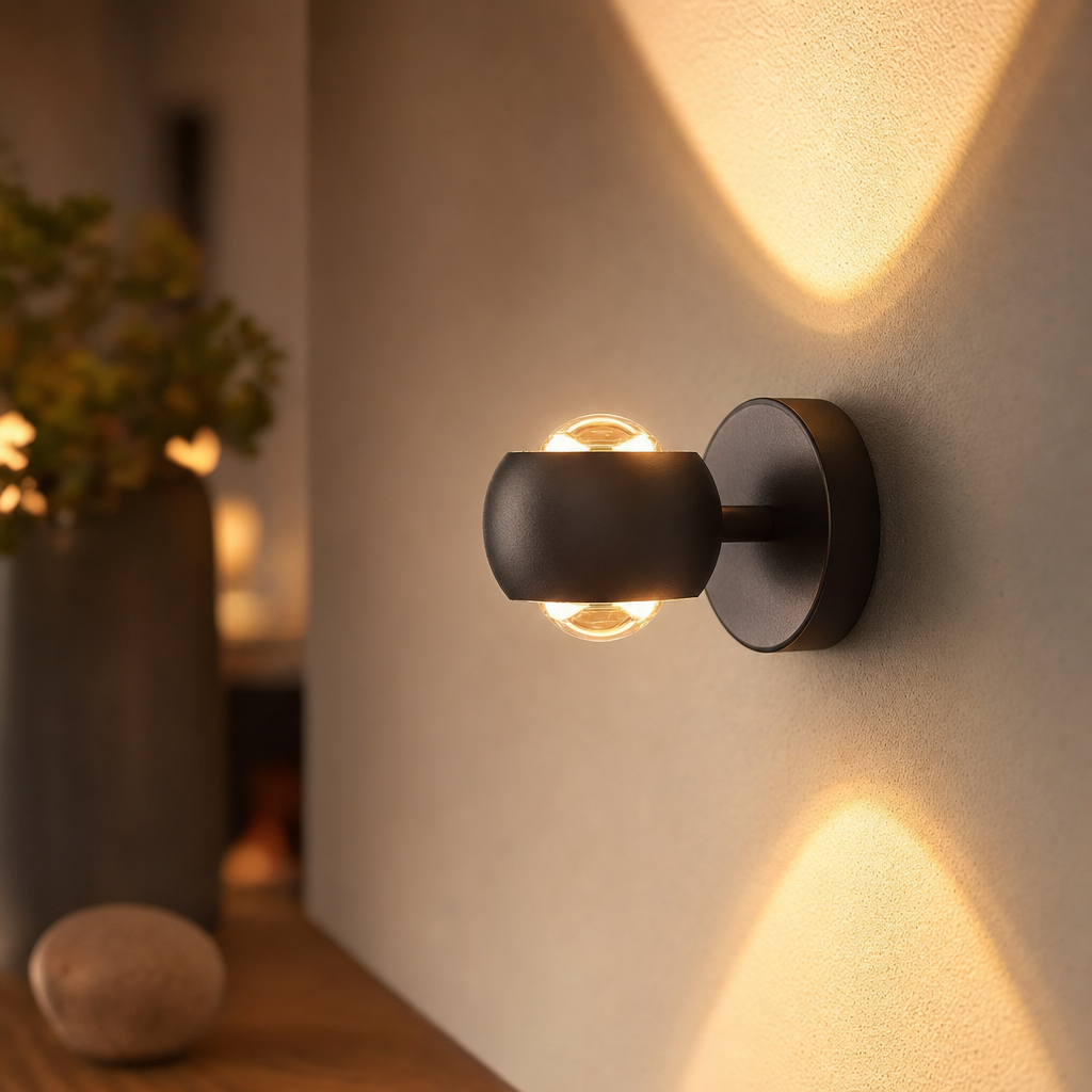 LumiWave Matte Black LED Wall Lamp | Waterproof IP54 | Energy-Saving Design | Indoor Use | Modern Aluminum Fixture
