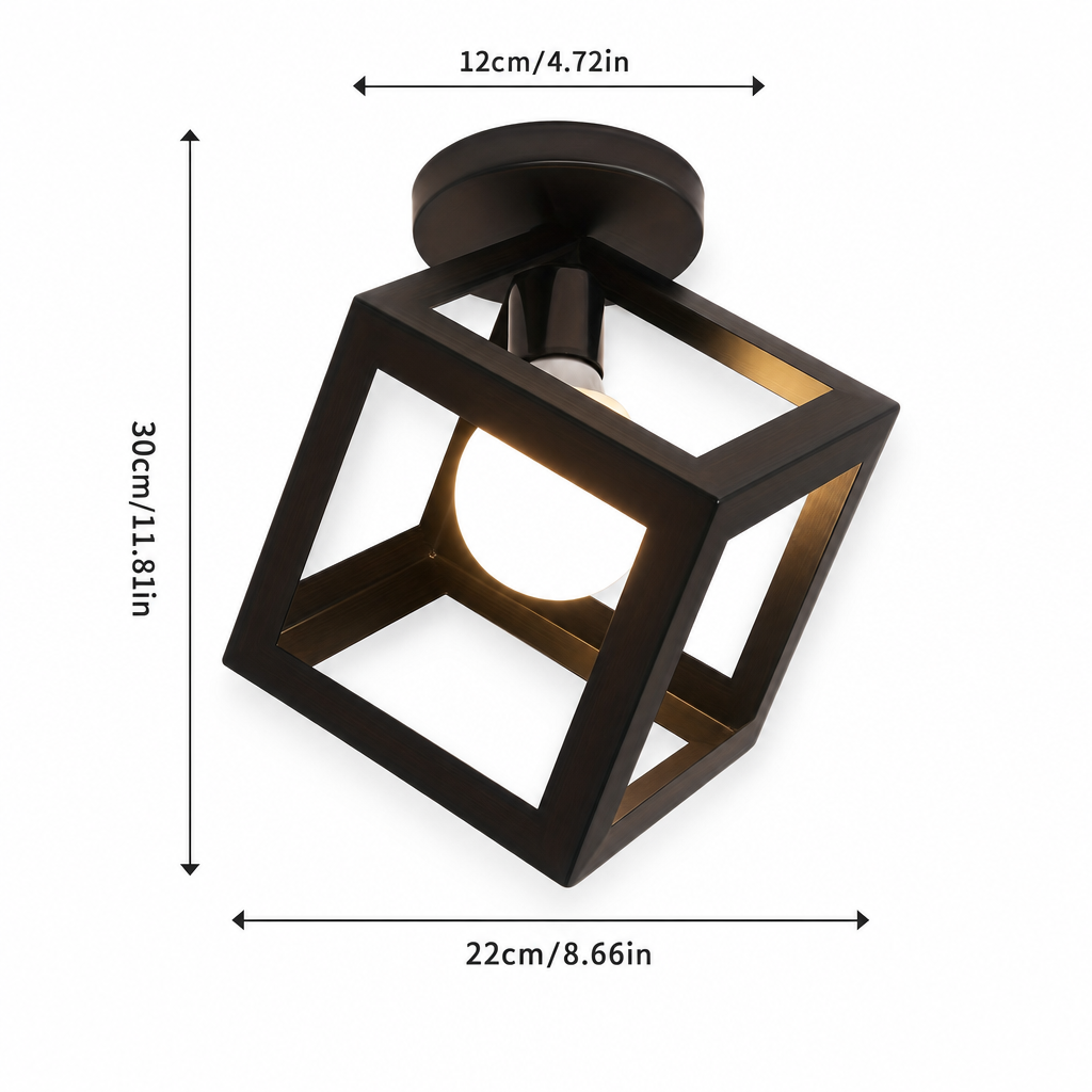 Modern Semi Flush Ceiling Light Fixture | Metal E27 Varnished Design | Living Room Bedroom Office Decor | Hard-Wired
