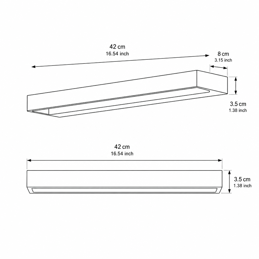 Luna | Justerbar LED-vägglampa | Slank svart design | 40x10x5 cm | Aluminium | Energibesparande | 15W | Perfekt för inomhus- och utomhusbruk | Väderbeständig | Modernisera ditt hem