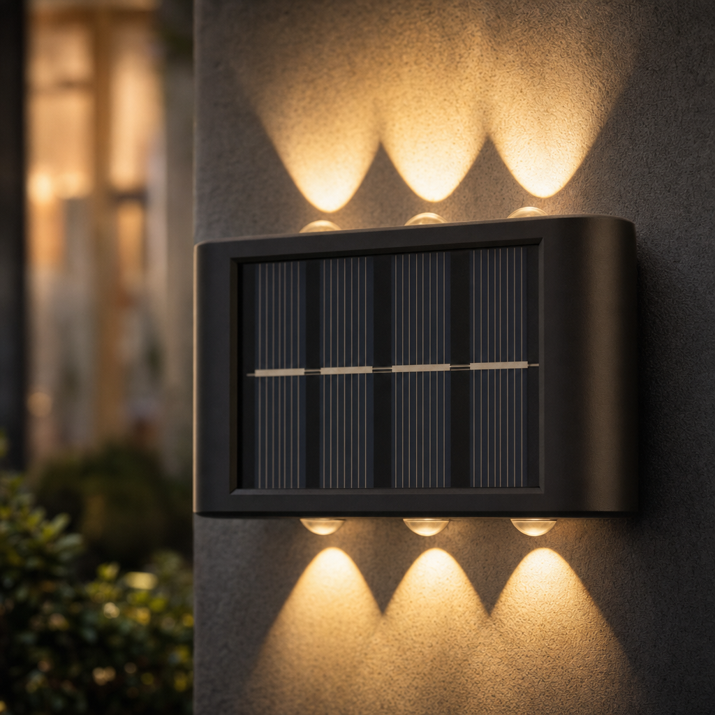 Set of 4 Solar LED Outdoor Wall Lights | Waterproof | Dusk to Dawn | Garden, Porch, Path, Patio Decor