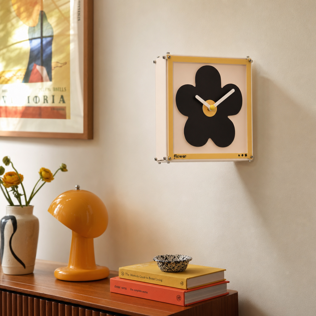 Creative Corner Dual-Sided Wall Clock | Silent Flower Design | High-Quality Retro Gift Decor | Eco-Friendly Material