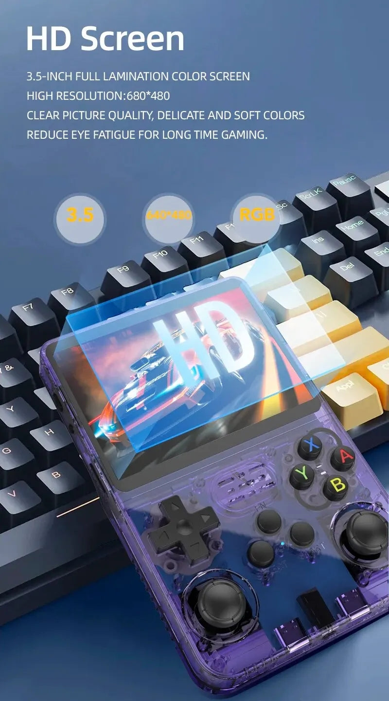 MasterGame Spiloplevelse | Bærbar Retro Konsol | 3,5" IPS-Skærm | 64GB Lagerplads | Open Source R36S | Lang Batterilevetid | Klassisk Nostalgi Møder