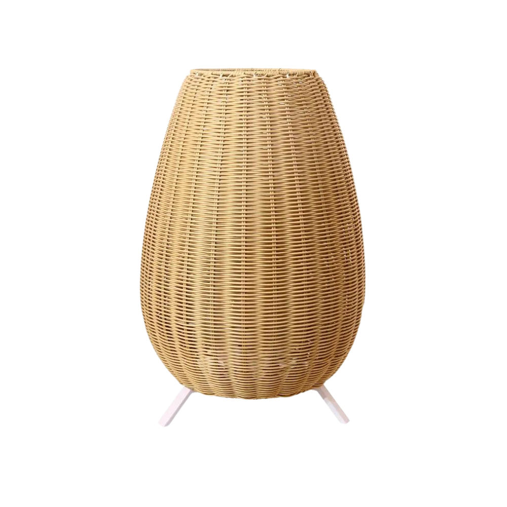 Naturlig Rattan Gulvlampe | Boho Stil | Indendørs og Udendørs Brug | Holdbar Konstruktion | Moderne