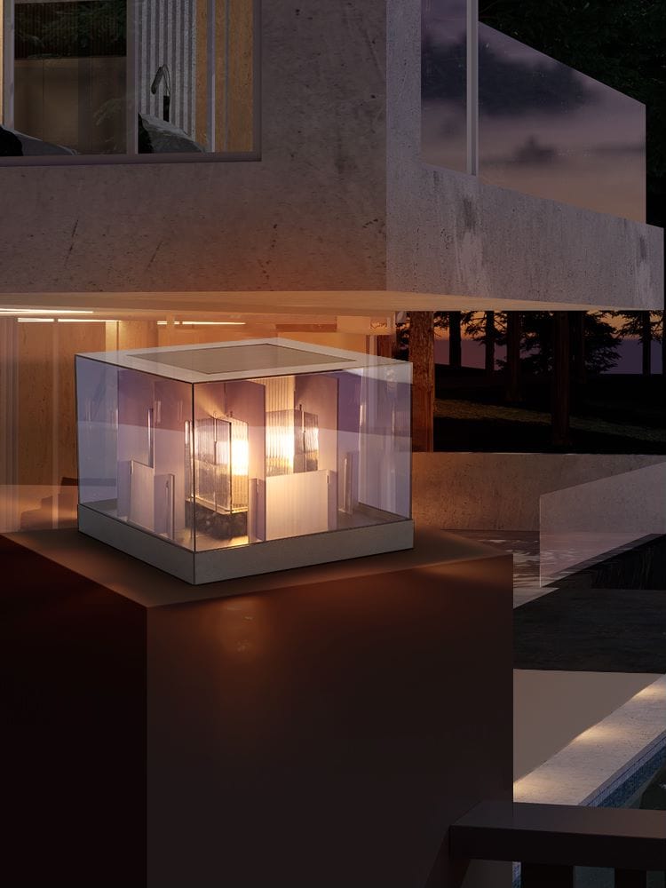 Cubex Gleam | Udendørs Solcellelampe | Elegant Design | Sort | Slidstærk og Energiøkonomisk | 20x20x25 cm | Automatik til