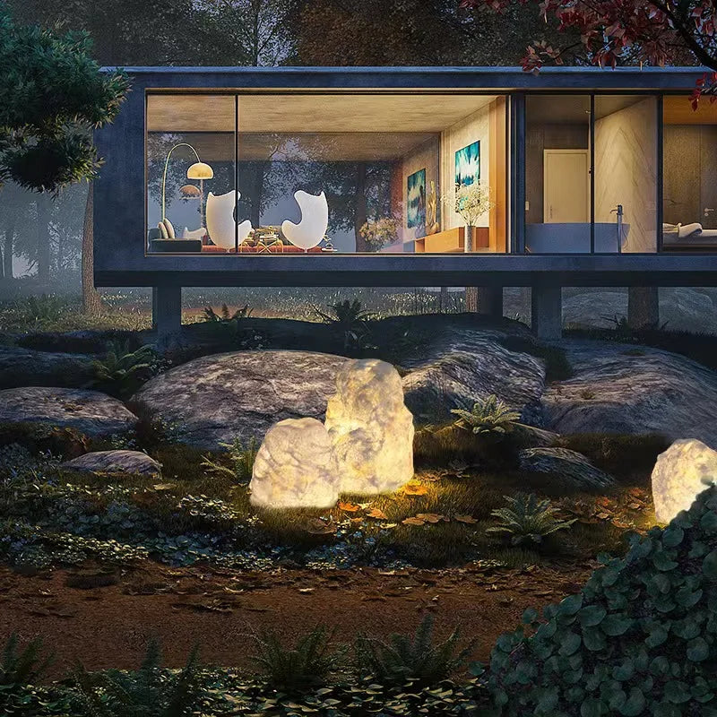 Havebelysning i stenlook | Udendørs lampe | Naturligt design | Langtidsholdbar | Effektiv og miljøvenlig | Nem installation | Ideel til haver og