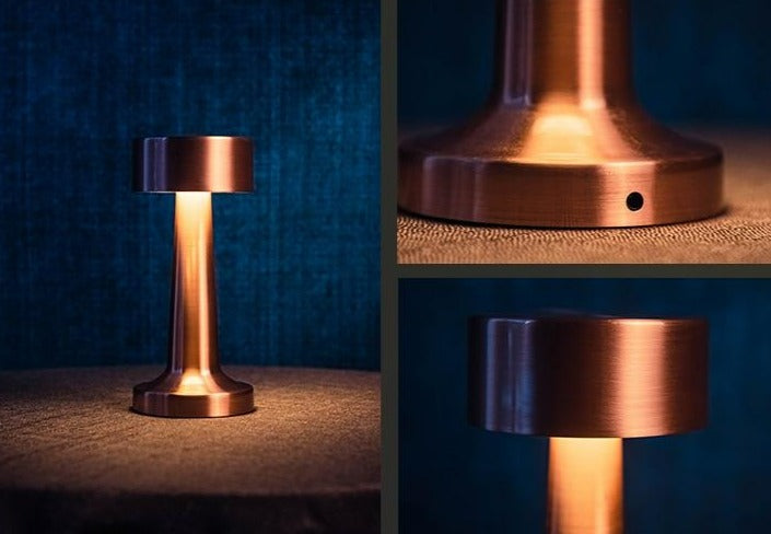 LED | Trådløs Bordlampe | Batteridrevet | Korrosionsbestandig Aluminiumslegering | Op til 25 Timers Lys | Skridsikker Base | Fås i Chrome, Gold og