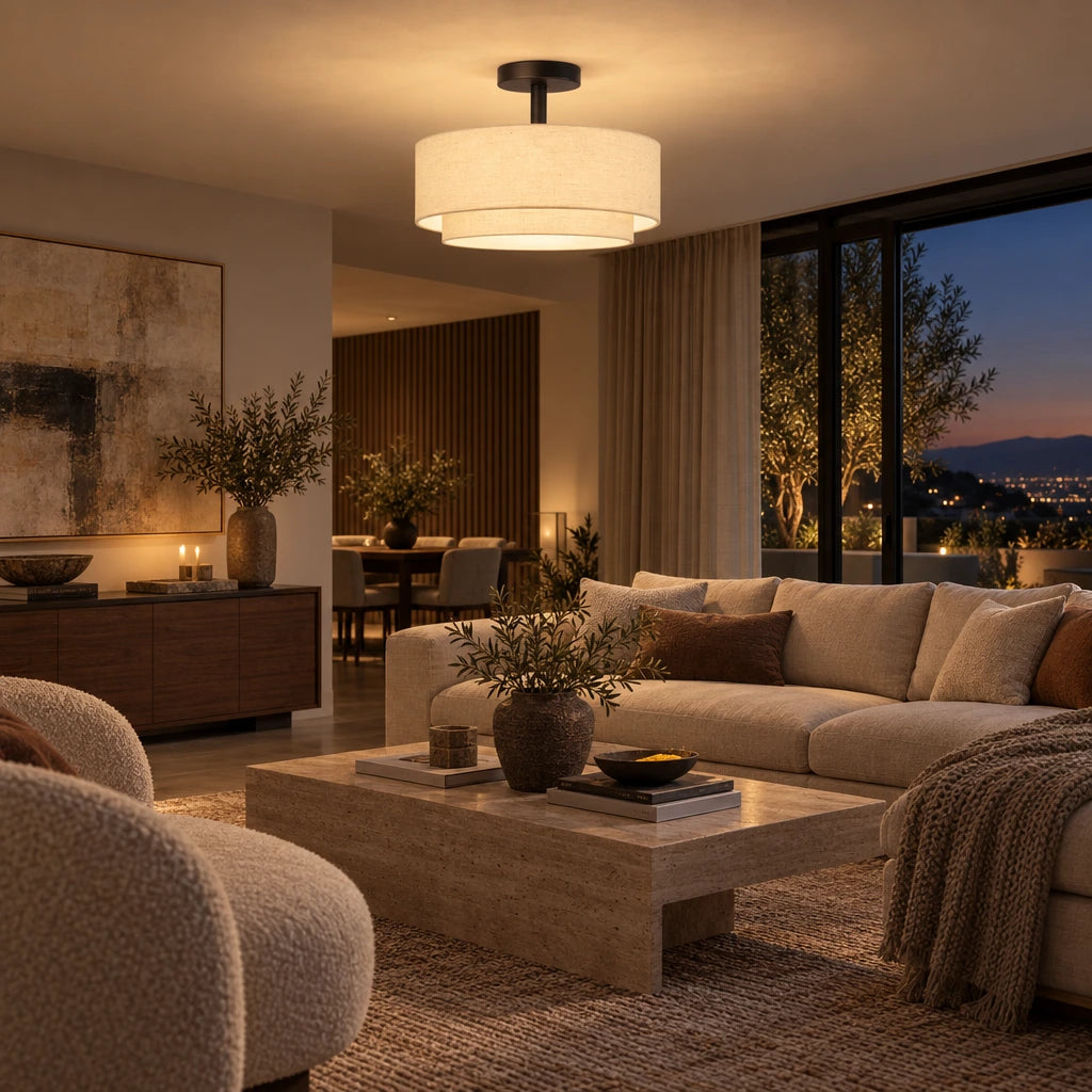 Brenda | Linen Semi Flush Ceiling Light