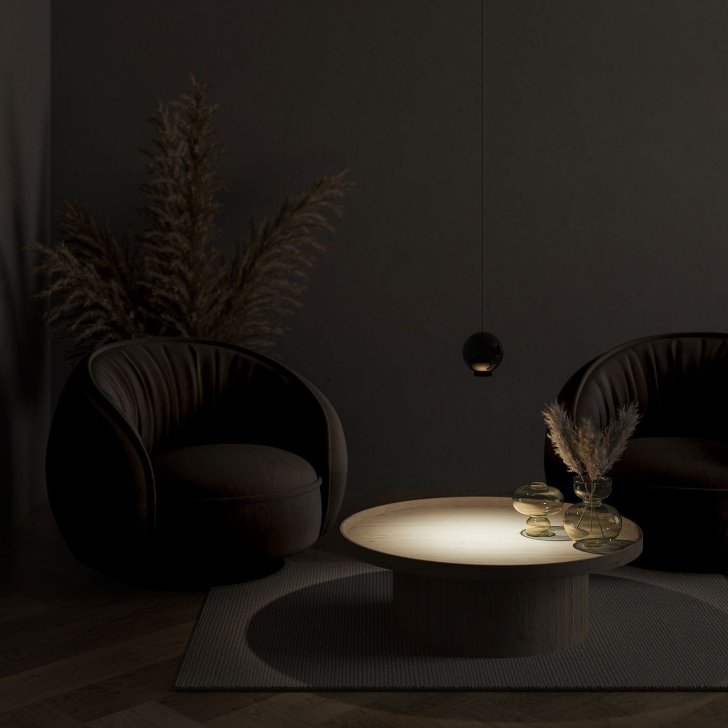 Moderne loftslampe | Kunstnerisk design | Subtil belysningsløsning | Stilfuldt ophæng | Passer til højt til loftet | Luksuriøs finish | Funktionel og