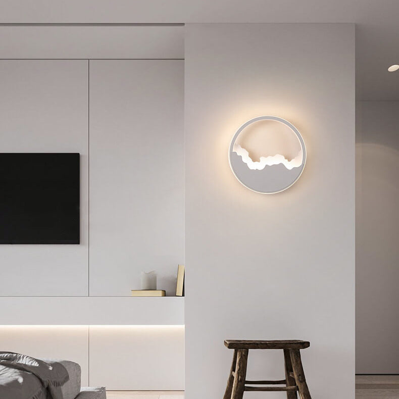 Oval LED Væglampe | Moderne Design | Bølget Look | Jern og Akryl Materiale | 14-19W | 1400-1900lm | Grå | Til Stue eller Soveværelse | Nem