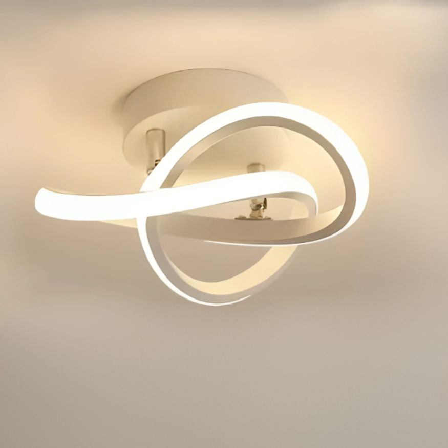 LED Loftsbelysning | Kreativt 2-Rings Design | Moderne Stil | Energieffektiv | Til Hall, Balkon & Kontor | Ø24 cm | 18W | Varm Hvid | Aluminium &