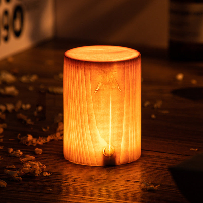 LumiWood | Trådløs LED Lampe | Berøringstyret | Indbygget Batteri | Trælook | Moderne Design | Justerbar Lysstyrke | 25 cm