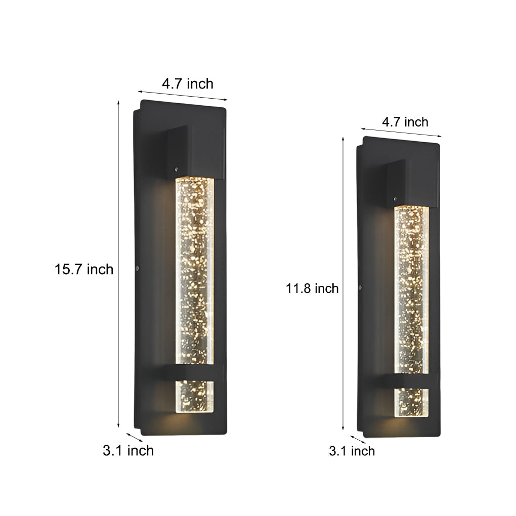 Udendørs Lampe | Sort Aluminium | Bobleglas | Vandtæt IP65 | 12W LED | Varmt Hvidt Lys | Moderne og Retro Design | Velegnet til Villa, Balkon, Have