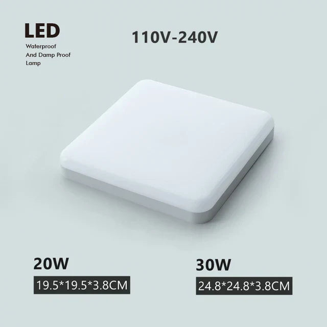 AquaLumen | Fugtbestandig LED Loftsbelysning til Badeværelser | Høj Kvalitet | Forskellige Former | 15W-30W