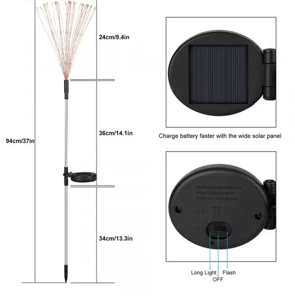 Udendørs Solar Lamper | 4 stk Sæt | LED Lysdekoration | IP65 Vandtæt | Have | Gårdhave | DIY Formbar | Lang Batteritid | Multifarvet