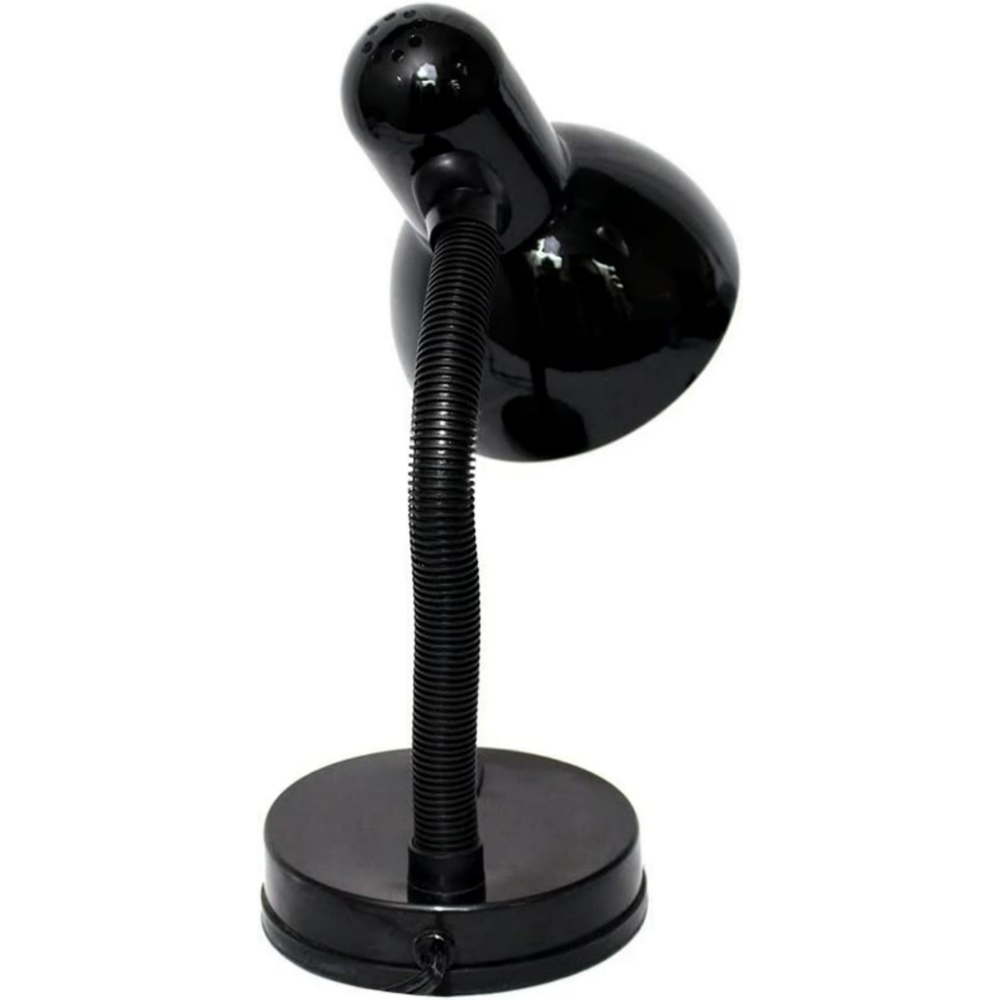 Fleksibel LED Skrivebordslampe | Justerbar Hals | Minimalistisk Design | Sort | Energieffektiv | Lang Levetid | 35,2 cm Høj | Permanent Metalbase