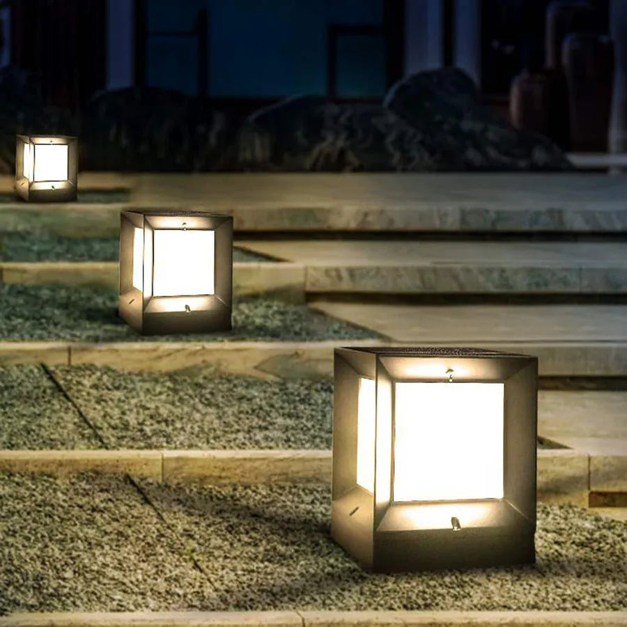 KubusLux | Udendørs LED-lampe | Kubedesign | Aluminium | Moderne belysning til have, terrasse og indkørsel | Forskellige størrelser | Vejrbestandig