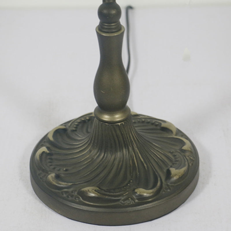 Vintage halvcylindrisk bordlampe | Antik finish | Trækkæde | Metallisk glasdesign | LED/gløde/fluorescerende kompatibilitet | Grøn/blå/beige skygger