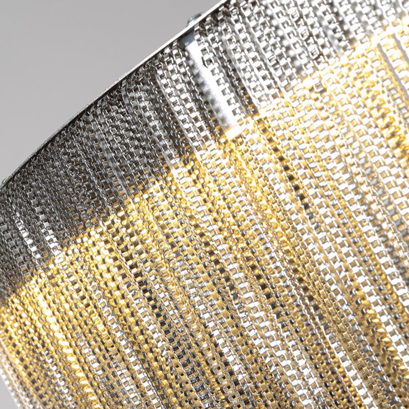 Sølv kvastkæde lampe | LED | Moderne indretning | Nem installation | Rund form | Sølv finish | Justerbar længde | Stilfuld belysning til spisestue,