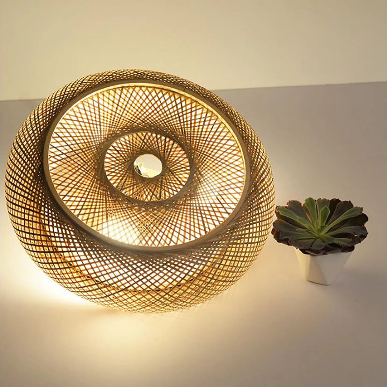 ZenLight Loftlampe | Bambusdesign | Forsænket Montering | Rattan Look | E27 Fatning | 3 Lyskilder | Ø40cm/50cm | Høj Kvalitet | Harmonisk Atmosfære