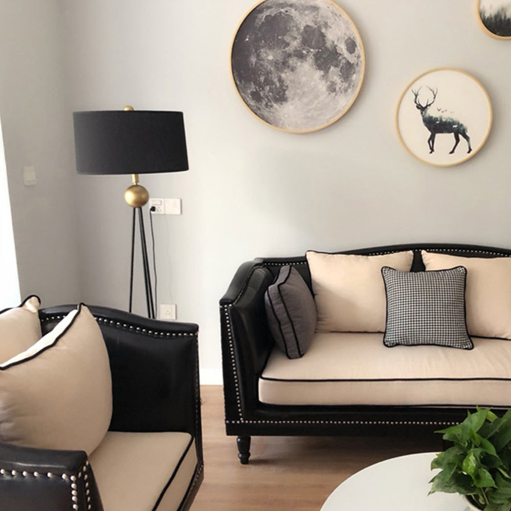 Linaretta | Elegant Gulvlampe | Stoffskærm & Metalaccenter | Tidløst Design | Robust Stativ | Moderne & Klassisk Look | Perfekt til Stue &