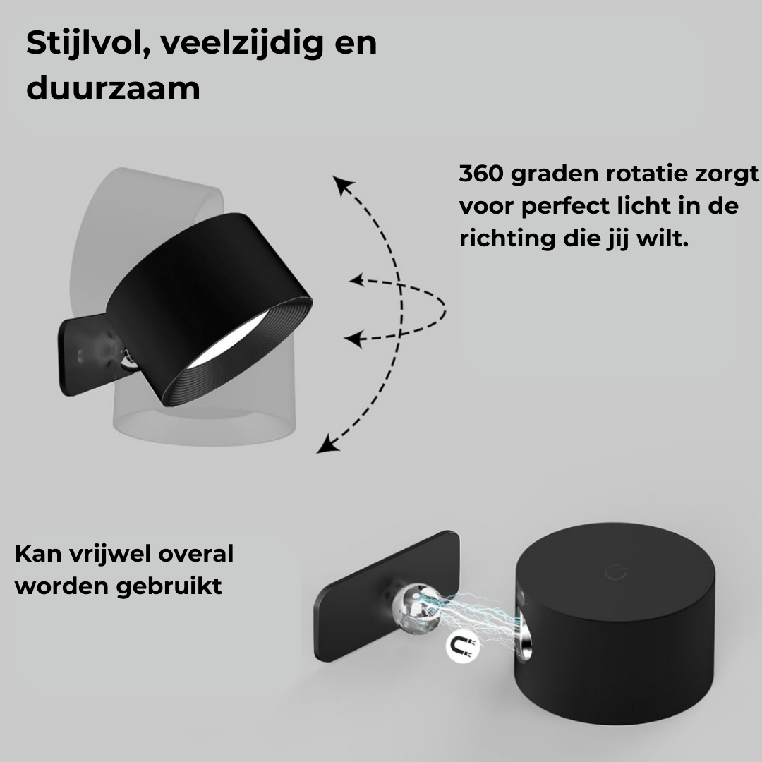 Wireless Rechargeable 360° Wall Light | Flexible LED Lighting | Adjustable Direction | Energy Efficient