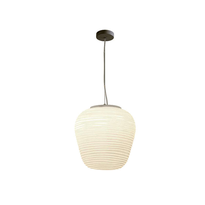 Marie | Moderne loftlampe | Ribbet glas | 1 Lyskilde | Hvid ramme | E26/E27 montering | Elegant pendel | Indendørs belysning | Alsidig