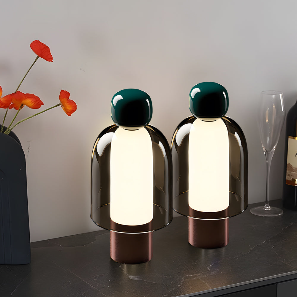 GlowFlow | Trådløs bordlys | Glas | LED dæmpbar | Genopladelig | 25 cm | Elegant design | Justerbar lysstyrke | 3000K varm