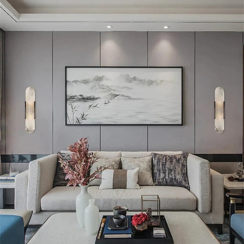 Chan LED Væglampe | Sort & Guld Finish | Moderne Design | Oval Lucite Krystal | Til Spisestue & Soveværelse | Metal & Dolomit Materialer | 110V-240V