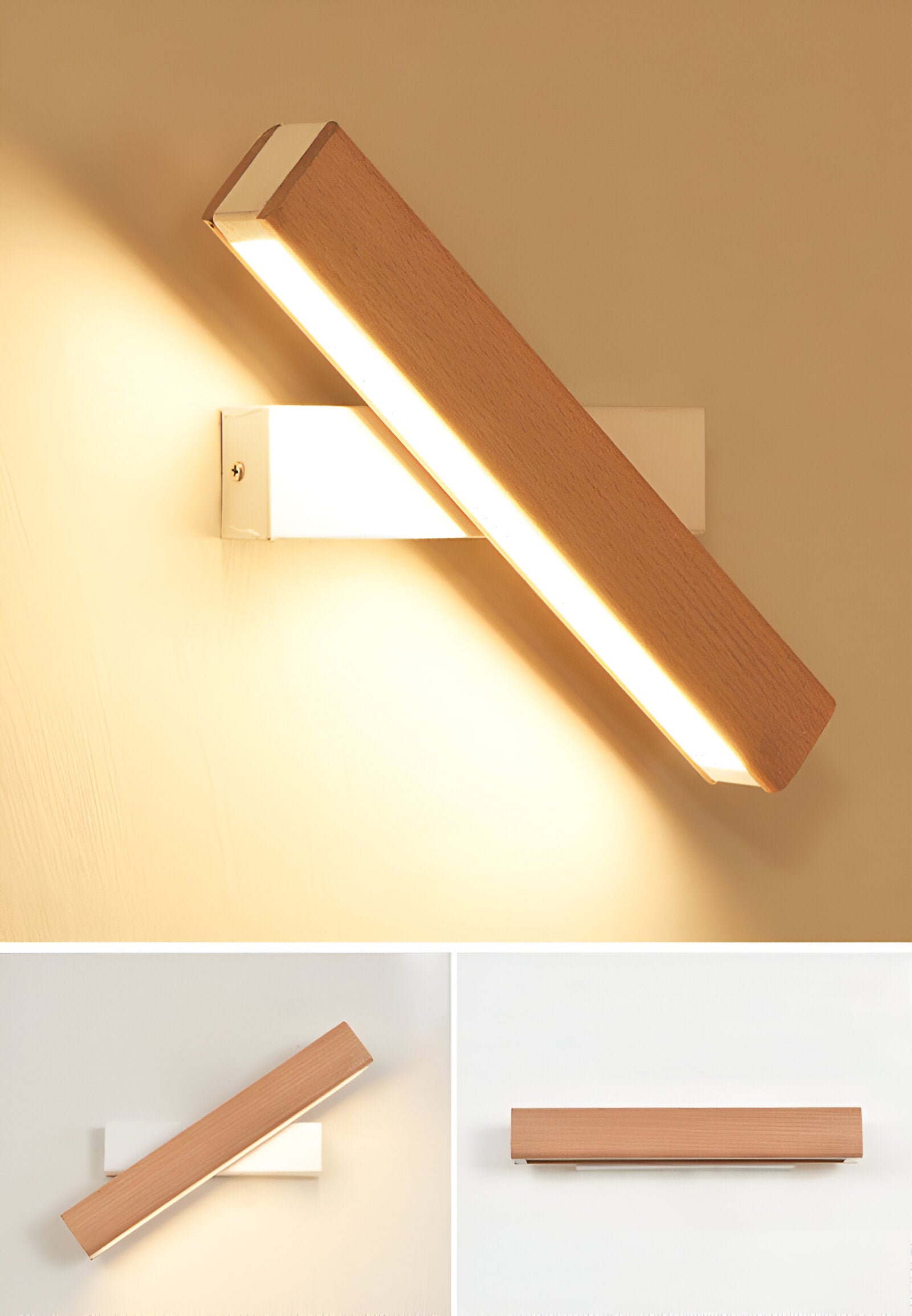 TwistLED | Træ LED-væglampe | 360° Roterbar | Minimalistisk og Elegant Design | Øjenvenligt Diffust Lys | Holdbar og Ridsefast | Energieffektiv