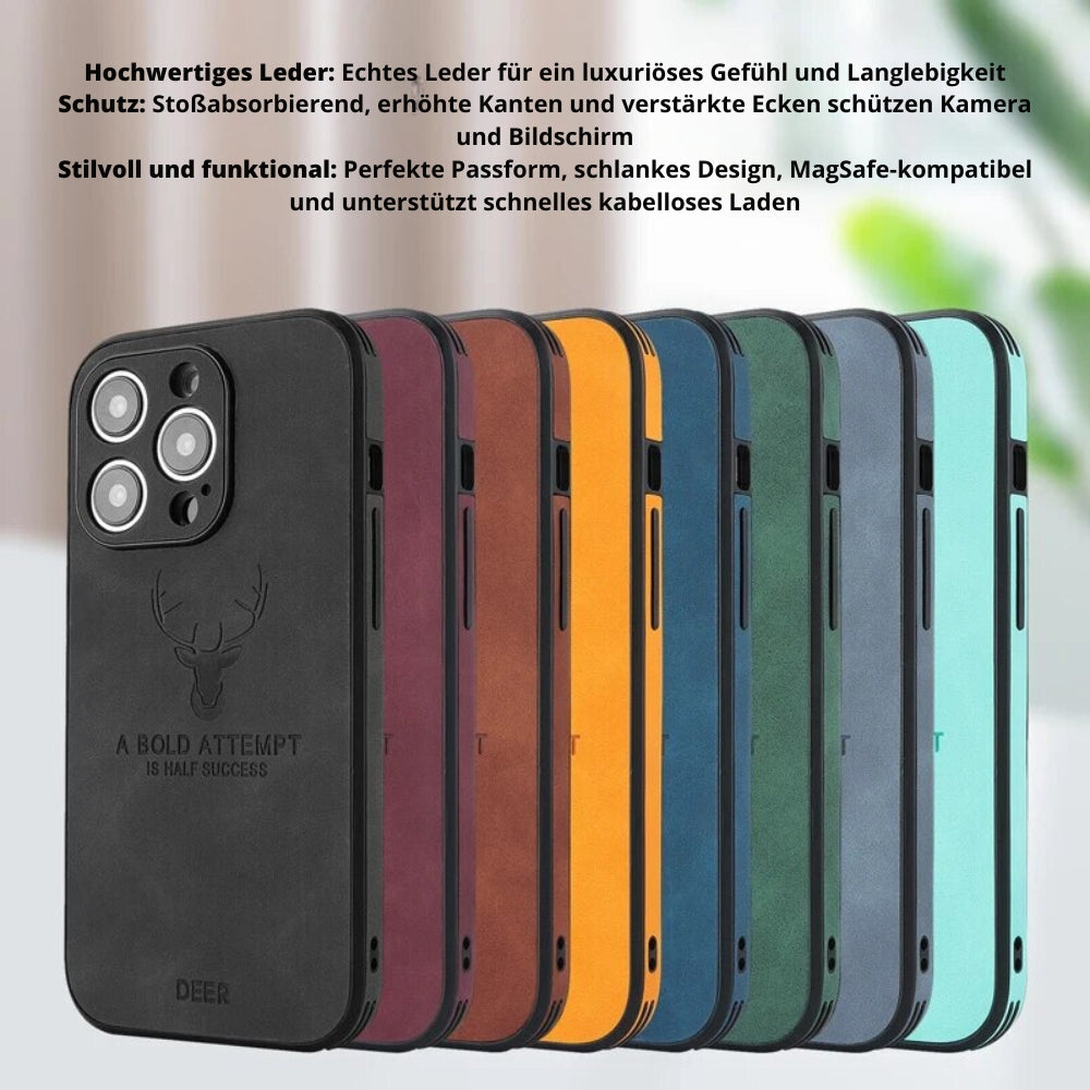 Læderetui til iPhone | Stilrent Design | Stødsikker Beskyttelse | Høj Kvalitet | Tilpasset Pasform | Fås i Flere Farver | Let og Slankt design